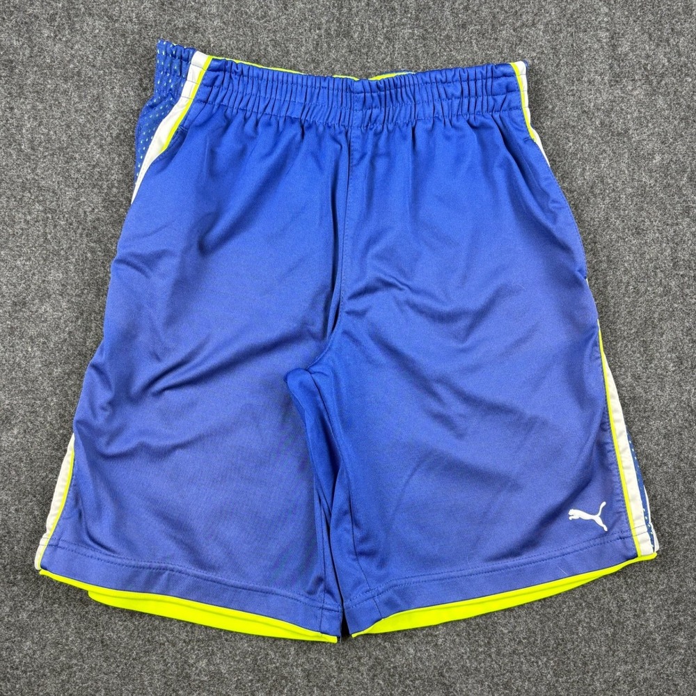 Puma Boys Blue Athletic Shorts Sport Lifestyle Mesh Panels Size 10/12 Medium